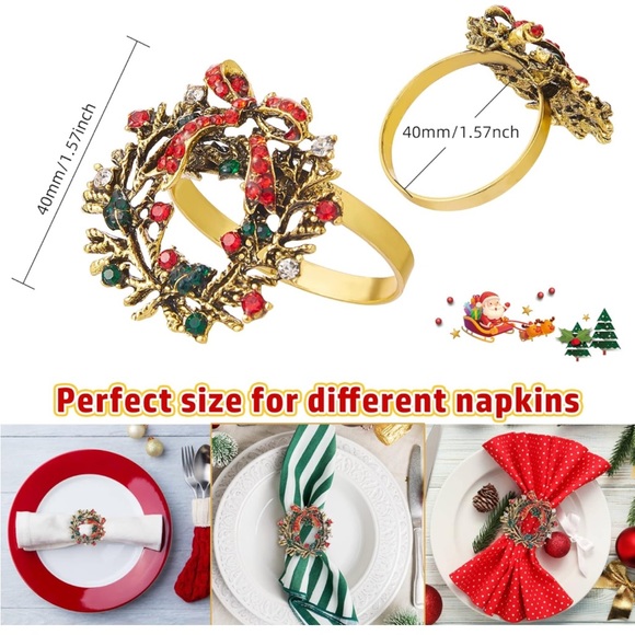 NWOT Christmas Wreath Napkin Rings - Picture 2 of 8
